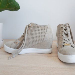 GUESS Faux Suede Wedge Sneakers - Size 9